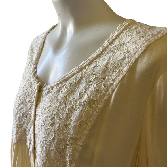 April Cornell Top Women's Flowy Lace Ruffle Tunic Cream Ecru Off White Size XL - Picture 9 of 10